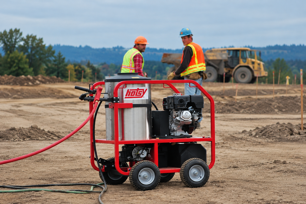 Hotsy Cleaner at a Busy Construction Site